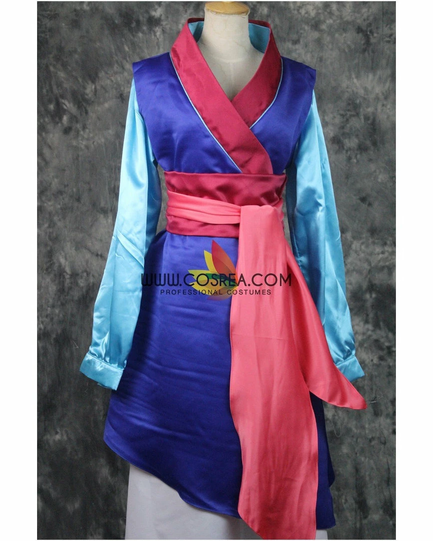 Cosrea Mulan Navy Blue Satin Cosplay Costume