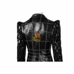 Cosrea Disney Cruella 2021 Movie Black Plaid PU Leather Cosplay Costume