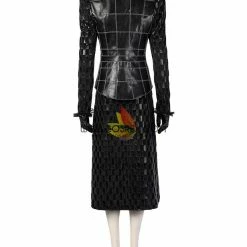 Cosrea Disney Cruella 2021 Movie Black Plaid PU Leather Cosplay Costume