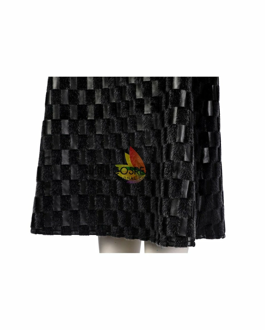 Cosrea Disney Cruella 2021 Movie Black Plaid PU Leather Cosplay Costume