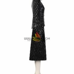 Cosrea Disney Cruella 2021 Movie Black Plaid PU Leather Cosplay Costume