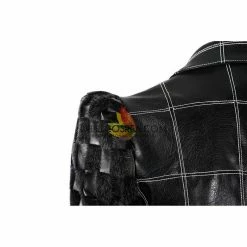 Cosrea Disney Cruella 2021 Movie Black Plaid PU Leather Cosplay Costume