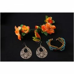 Cosrea Disney Inspired Elena Satin Brocade Cosplay Costume