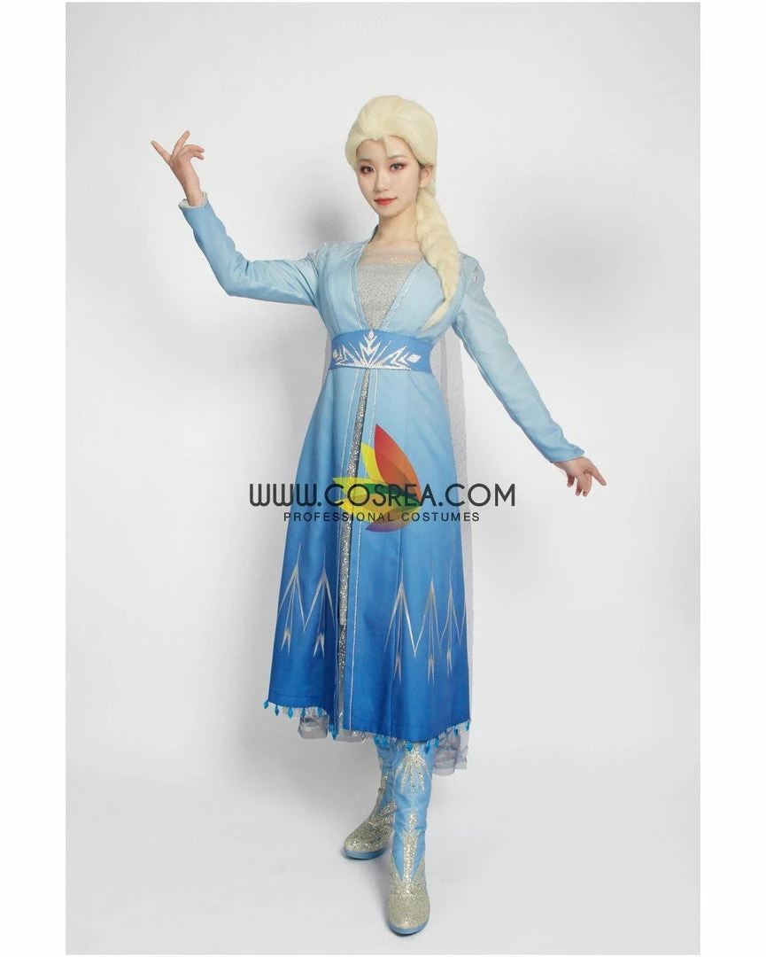 Cosrea Disney Inspired Frozen 2 Elsa High Detail Gradient Embroidered Cosplay Costume