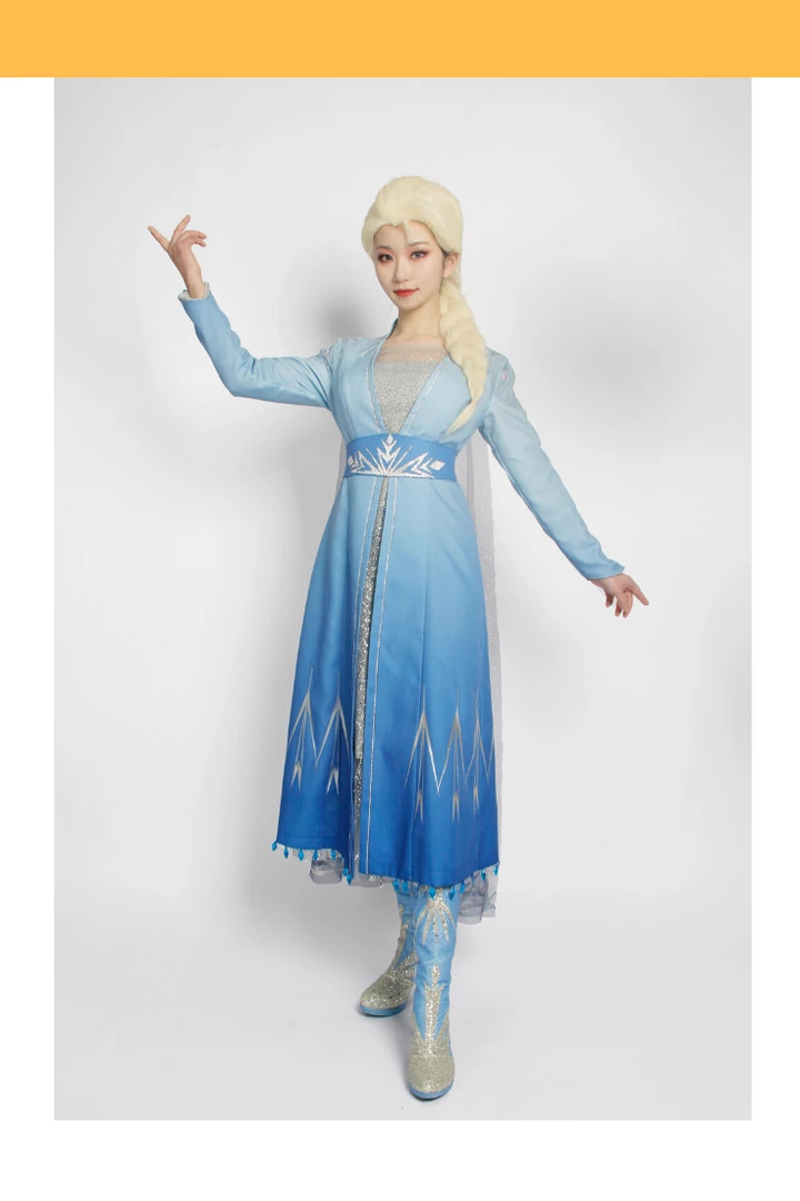Cosrea Disney Inspired Frozen 2 Elsa High Detail Gradient Embroidered Cosplay Costume