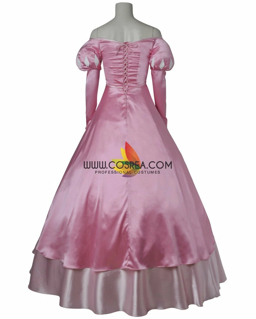 Cosrea Little Mermaid Ariel Pink Satin With Wide Shoulder Cosplay Costume