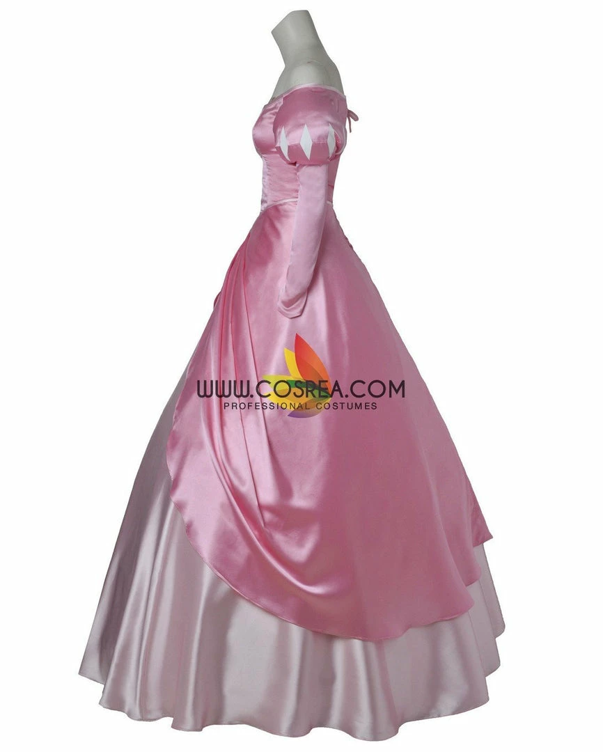 Cosrea Little Mermaid Ariel Pink Satin With Wide Shoulder Cosplay Costume