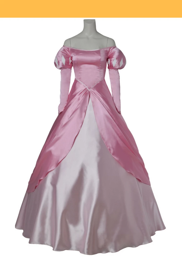 Cosrea Little Mermaid Ariel Pink Satin With Wide Shoulder Cosplay Costume