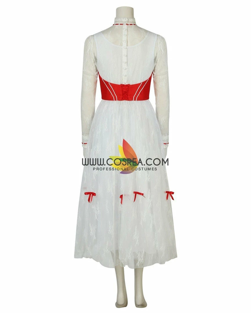 Cosrea Mary Poppins Classic Floral Lace Cosplay Costume Disney Inspired