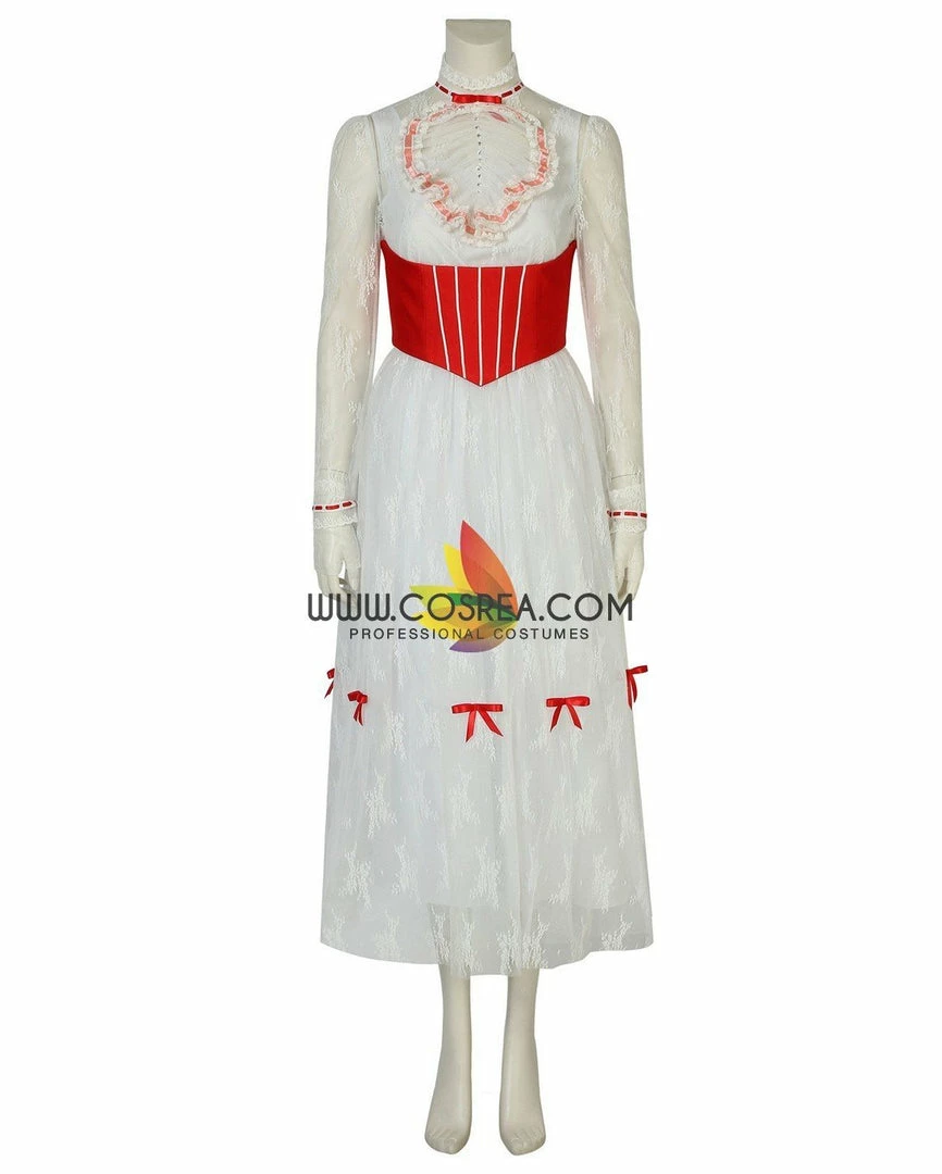 Cosrea Mary Poppins Classic Floral Lace Cosplay Costume Disney Inspired
