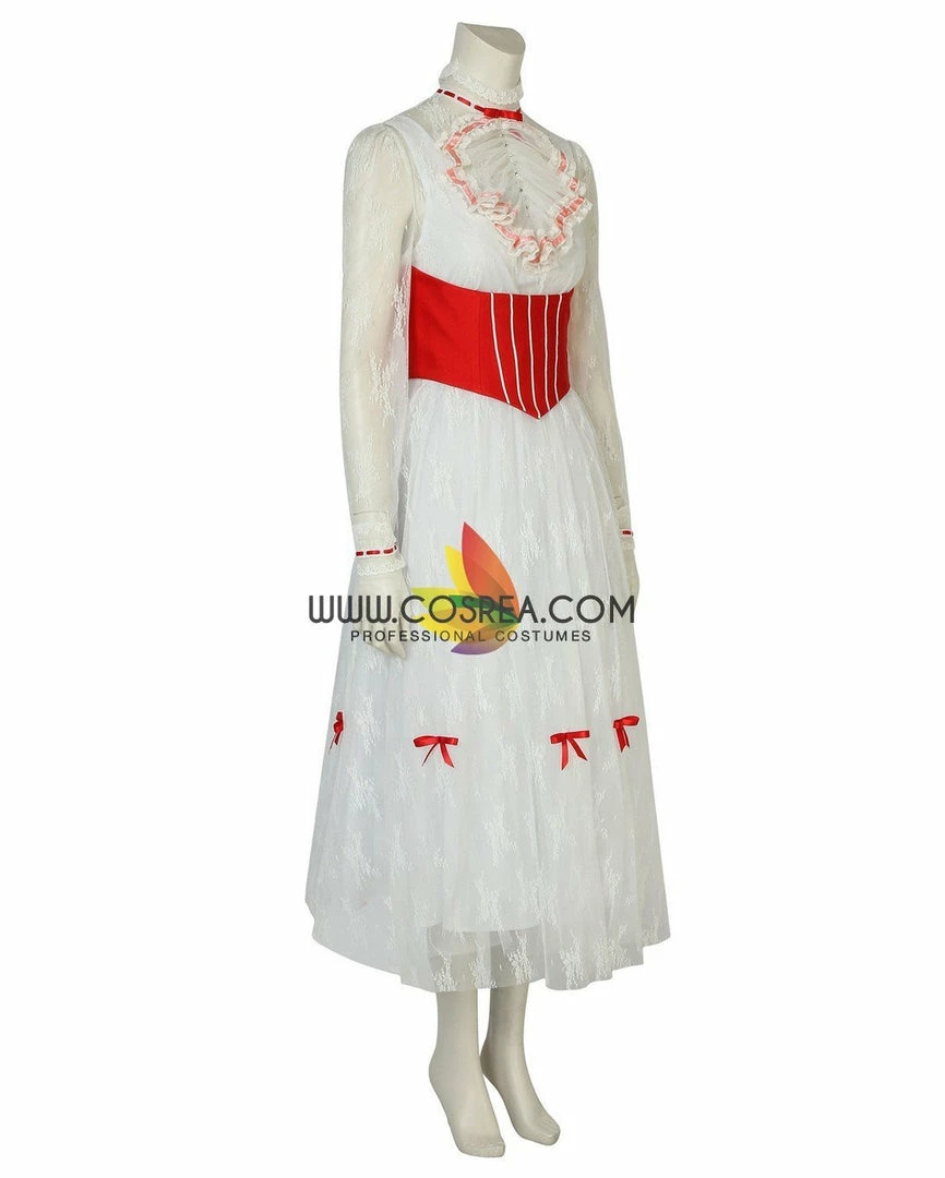 Cosrea Mary Poppins Classic Floral Lace Cosplay Costume Disney Inspired