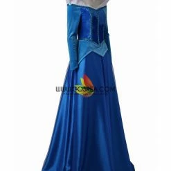 Cosrea Disney Inspired Sleeping Beauty Aurora In Blue With Velvet Sleeves Cosplay Costume