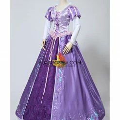 Cosrea Rapunzel Embroidered Brocade Satin Cosplay Costume