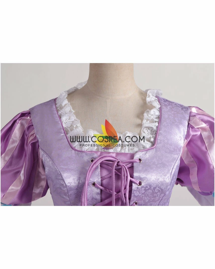 Cosrea Disney Inspired Rapunzel Lilac Purple Brocade Cosplay Costume
