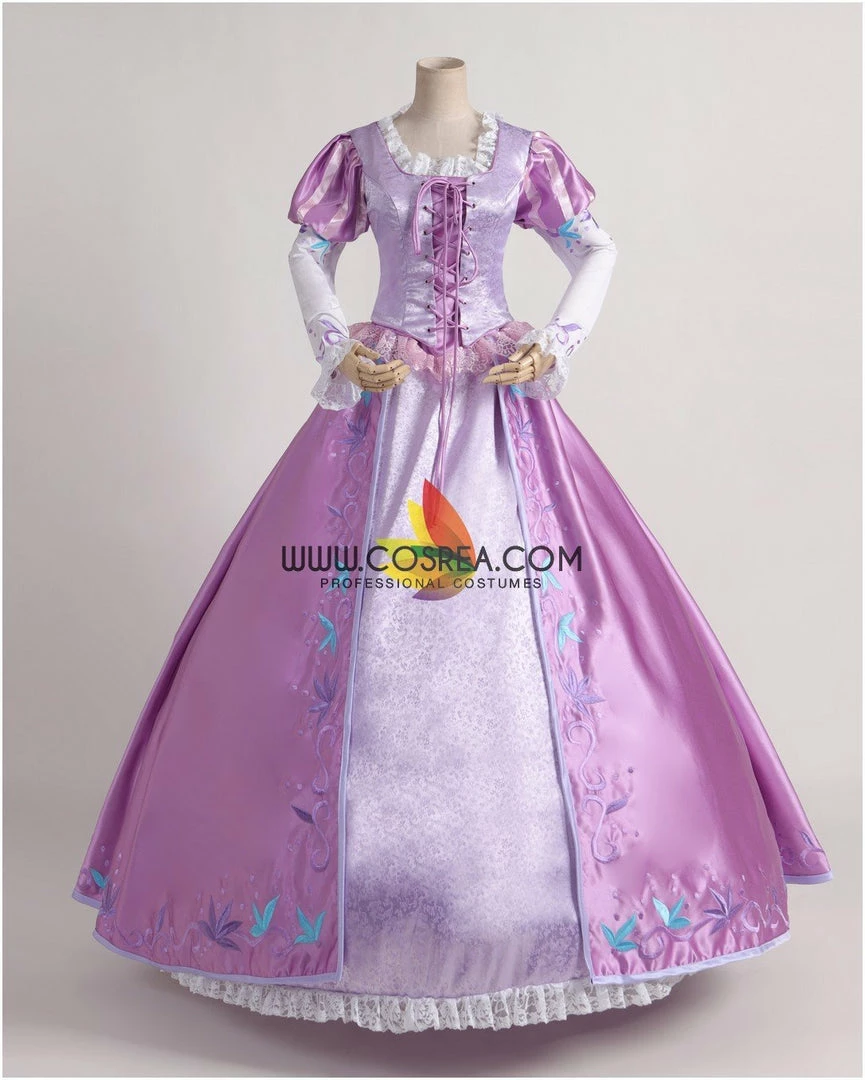 Cosrea Disney Inspired Rapunzel Lilac Purple Brocade Cosplay Costume