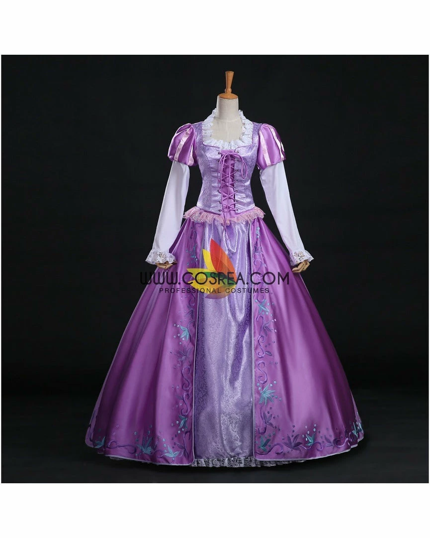 Cosrea Rapunzel Park Inspired Brocade Satin Cosplay Costume