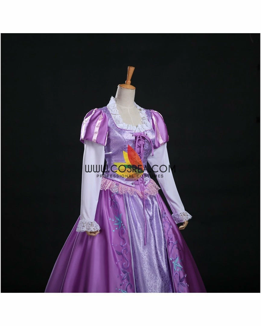 Cosrea Rapunzel Park Inspired Brocade Satin Cosplay Costume