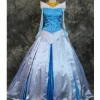 Cosrea Disney Inspired Sleeping Beauty Aurora Blue Brocade Satin Cosplay Costume