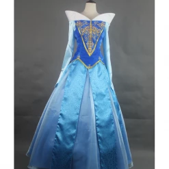 Cosrea Sleeping Beauty Aurora Embroidered Blue Velvet Cosplay Costume Disney Inspired