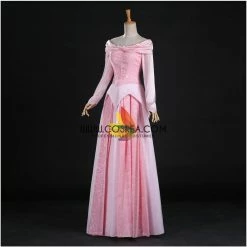 Cosrea Disney Inspired Sleeping Beauty Aurora Blush Pink Brocade Satin Cosplay Costume