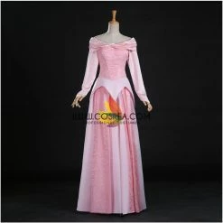 Cosrea Disney Inspired Sleeping Beauty Aurora Blush Pink Brocade Satin Cosplay Costume