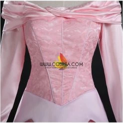 Cosrea Disney Inspired Sleeping Beauty Aurora Blush Pink Brocade Satin Cosplay Costume
