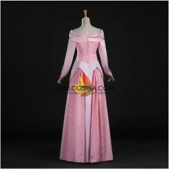 Cosrea Disney Inspired Sleeping Beauty Aurora Blush Pink Brocade Satin Cosplay Costume