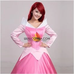Cosrea Sleeping Beauty Aurora Classic Pink Satin Cosplay Costume Disney Inspired