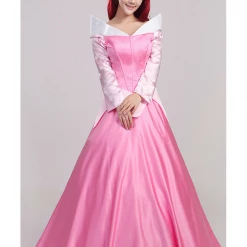 Cosrea Sleeping Beauty Aurora Classic Pink Satin Cosplay Costume Disney Inspired