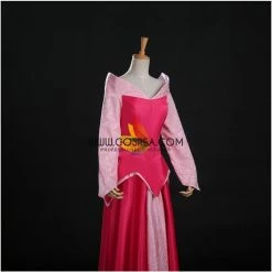 Cosrea Disney Inspired Sleeping Beauty Aurora Park Inspired Brocade Satin Cosplay Costume