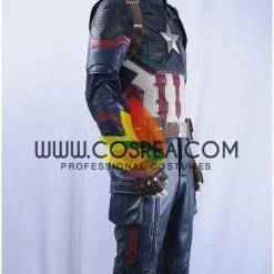 Cosrea Captain America Metallic Navy PU Leather Cosplay Costume