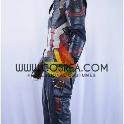 Cosrea Captain America Metallic Navy PU Leather Cosplay Costume