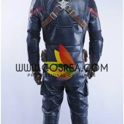Cosrea Captain America Metallic Navy PU Leather Cosplay Costume