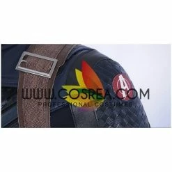 Cosrea Captain America Metallic Navy PU Leather Cosplay Costume
