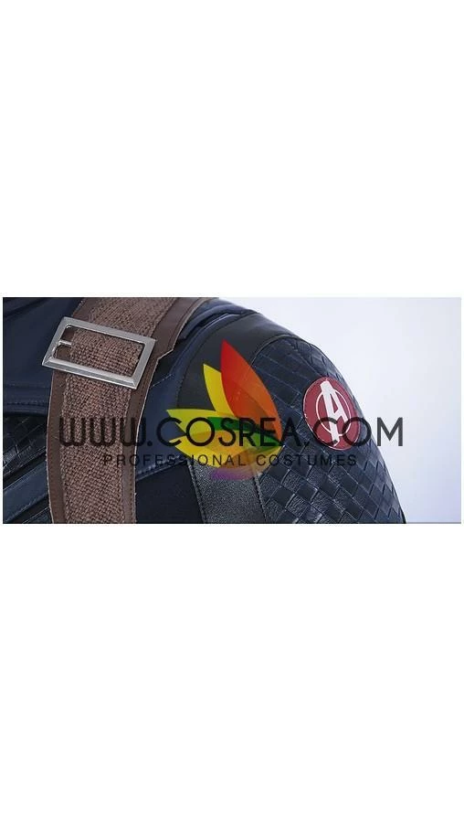 Cosrea Captain America Metallic Navy PU Leather Cosplay Costume