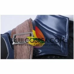 Cosrea Captain America Metallic Navy PU Leather Cosplay Costume