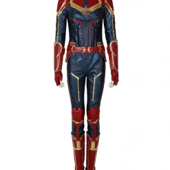 Cosrea Captain Marvel Metallic Blue PU Leather Cosplay Costume