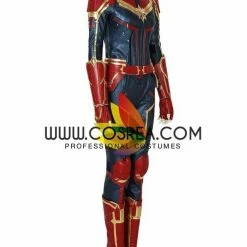 Cosrea Captain Marvel Metallic Blue PU Leather Cosplay Costume