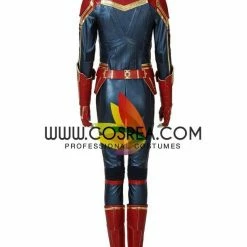 Cosrea Captain Marvel Metallic Blue PU Leather Cosplay Costume