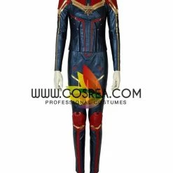 Cosrea Captain Marvel Metallic Blue PU Leather Cosplay Costume