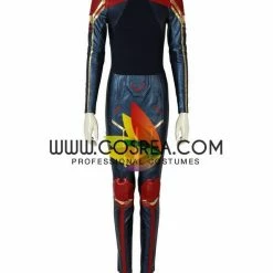 Cosrea Captain Marvel Metallic Blue PU Leather Cosplay Costume