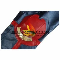 Cosrea Captain Marvel Metallic Blue PU Leather Cosplay Costume