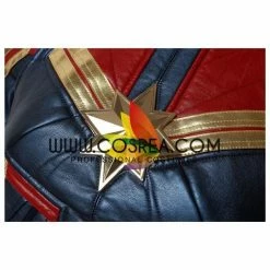 Cosrea Captain Marvel Metallic Blue PU Leather Cosplay Costume