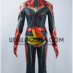Cosrea Cosplay Costumes Captain Marvel Metallic Navy PU Leather Cosplay Costume