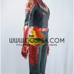 Cosrea Cosplay Costumes Captain Marvel Metallic Navy PU Leather Cosplay Costume