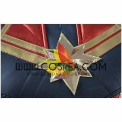 Cosrea Cosplay Costumes Captain Marvel Metallic Navy PU Leather Cosplay Costume
