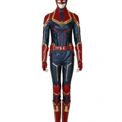 Cosrea Captain Marvel Metallic Blue PU Leather Cosplay Costume