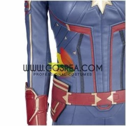 Cosrea Cosplay Costumes Captain Marvel Sapphire Blue PU Leather Cosplay Costume