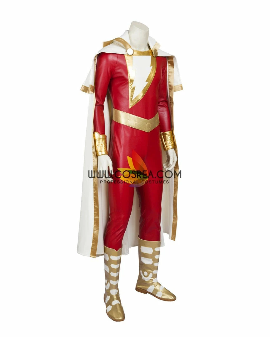 Cosrea Shazam Comic Appearance PU Leather Cosplay Costume