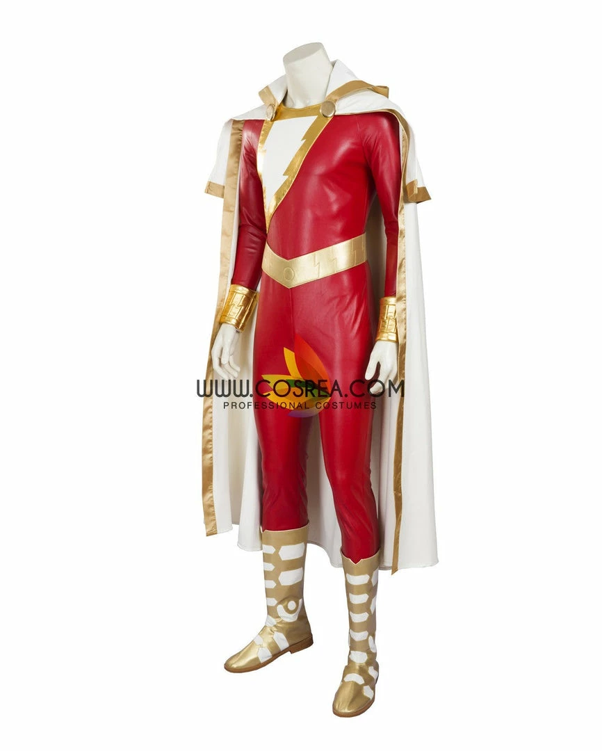 Cosrea Shazam Comic Appearance PU Leather Cosplay Costume